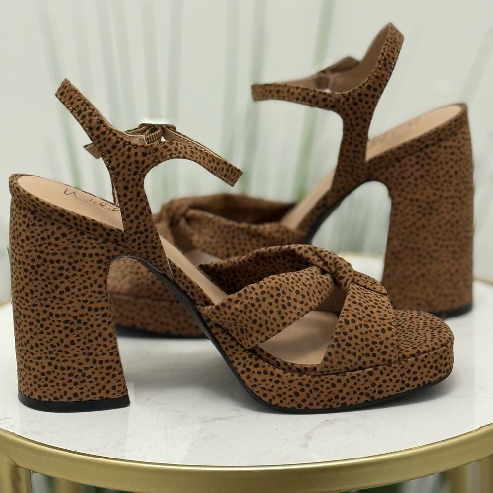 Women's Cheetah Print Block Heel Platform Sandals